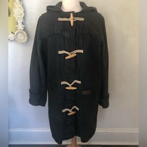 Vintage Denim & Co. 100%Cotton Denim Black hooded Jacket w/fleece Size Medium